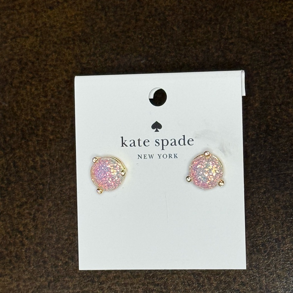 Kate Spade Rise and Shine opal Glitter stud Earrings NWT